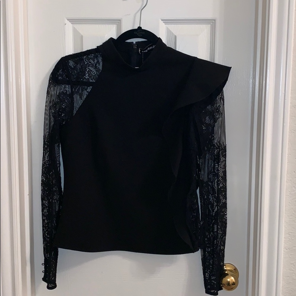 Self-Portrait black ruffle and lace top